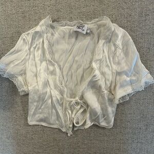 Princess Polly Ivory Sheer Lace-Trim Bolero Shrug